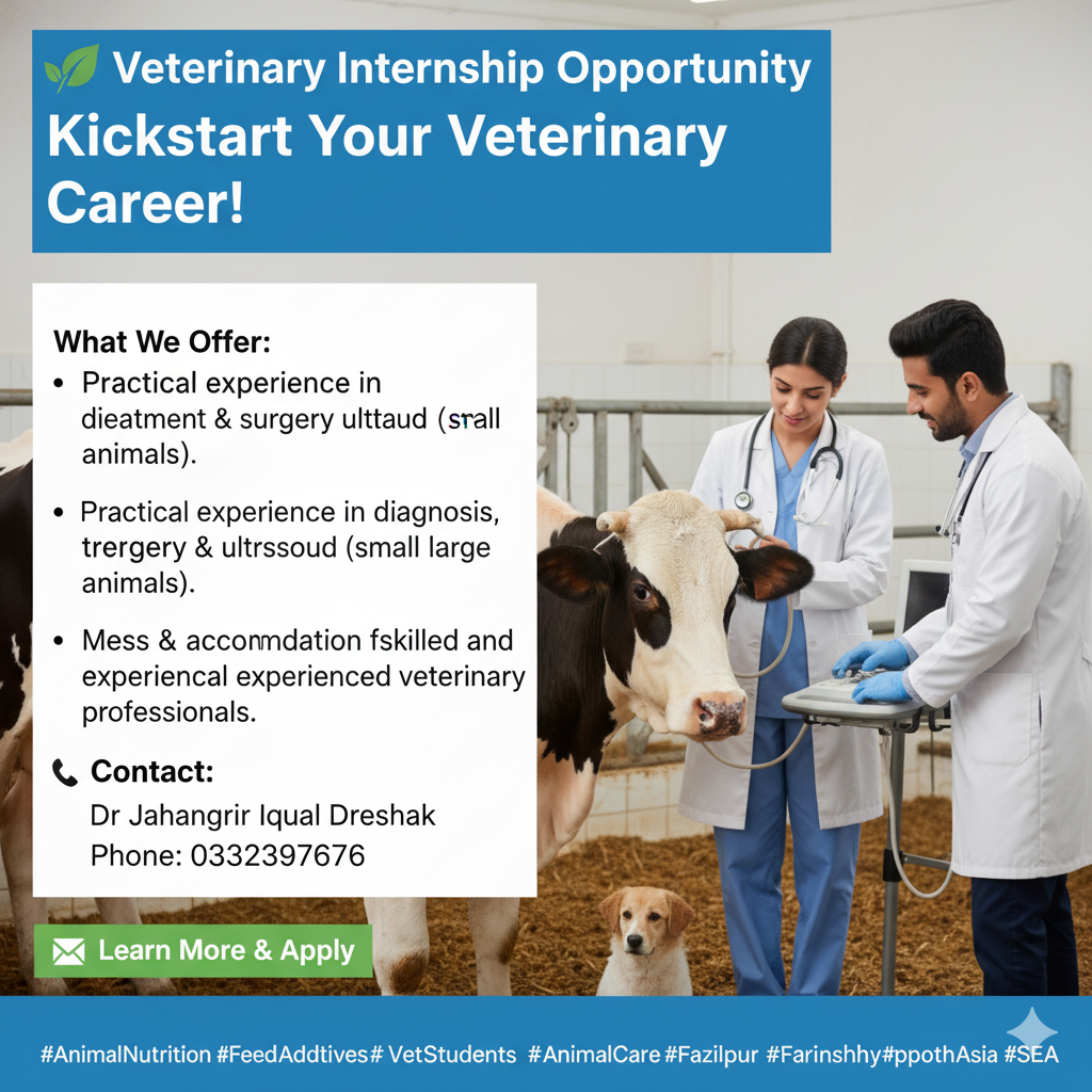 Veterinary Internship Opportunity – Iqbal Pharmacy & Veterinary Clinic, Fazilpur 🐾