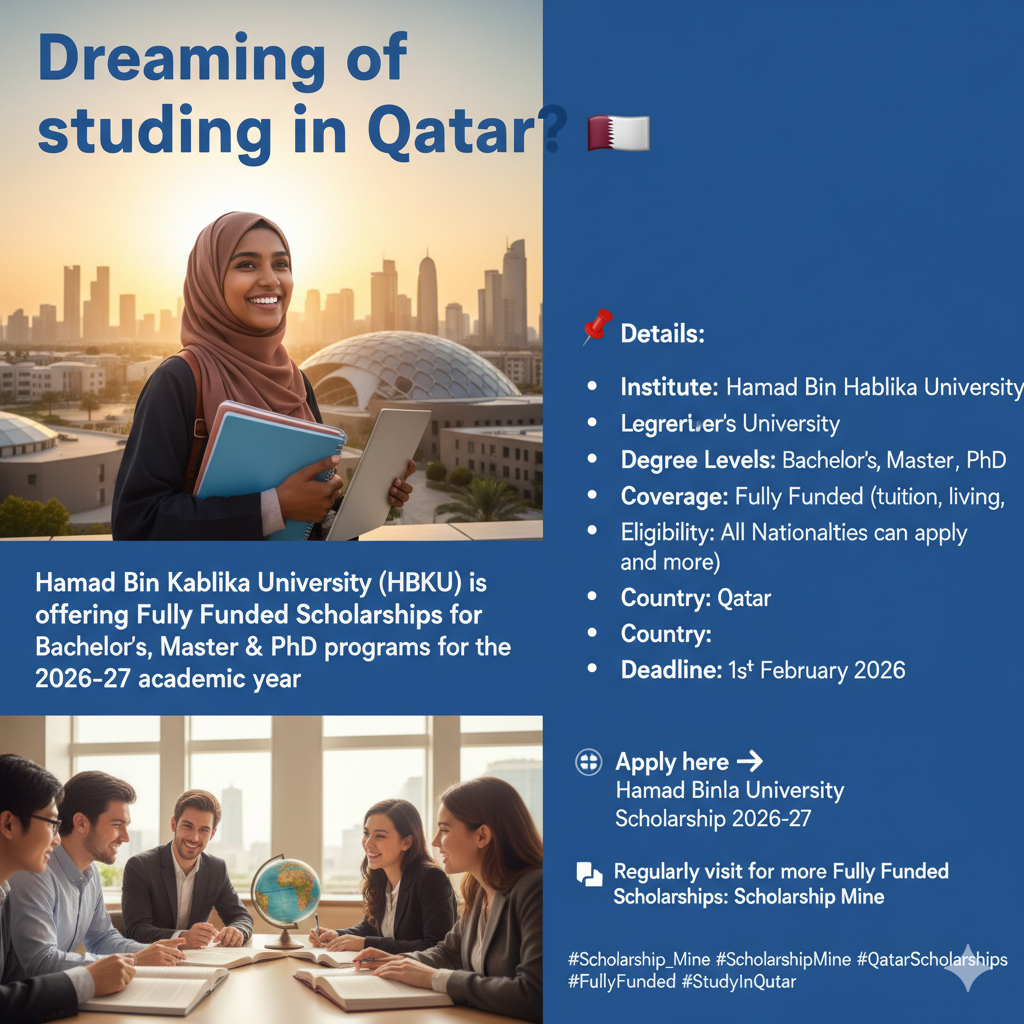 Hamad Bin Khalifa University Scholarship 2026-27 | Fully Funded | Qatar 🌍✨
