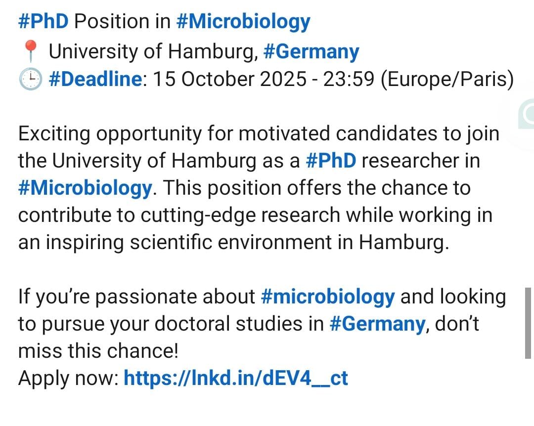 PhD Position in Microbiology at the University of Hamburg