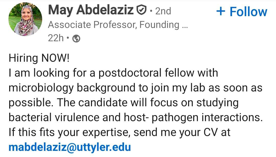 Postdoctoral Fellow with a microbiology background