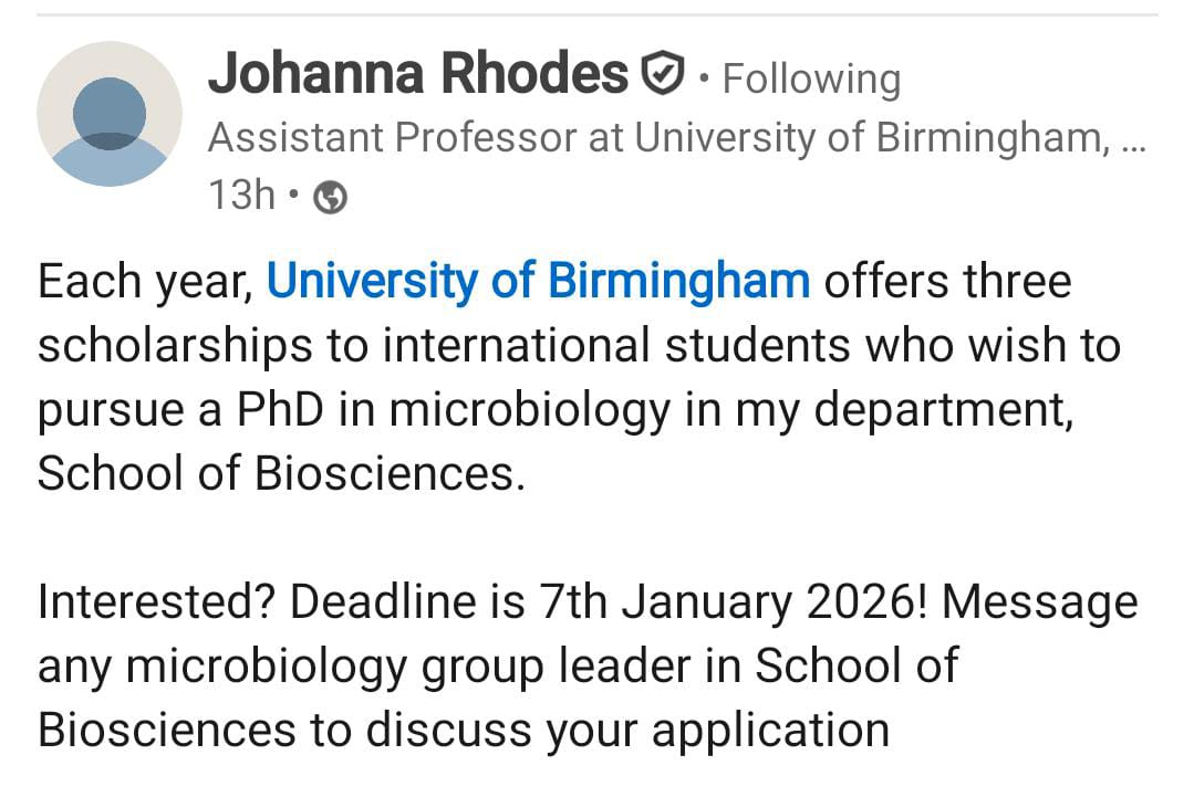 PhD Scholarship Opportunity at the University of Birmingham