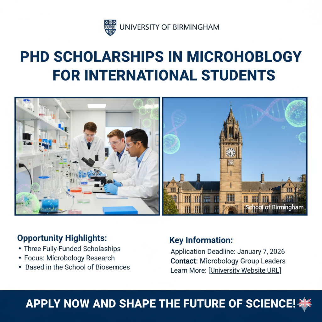 PhD Scholarships in Microbiology at the University of Birmingham