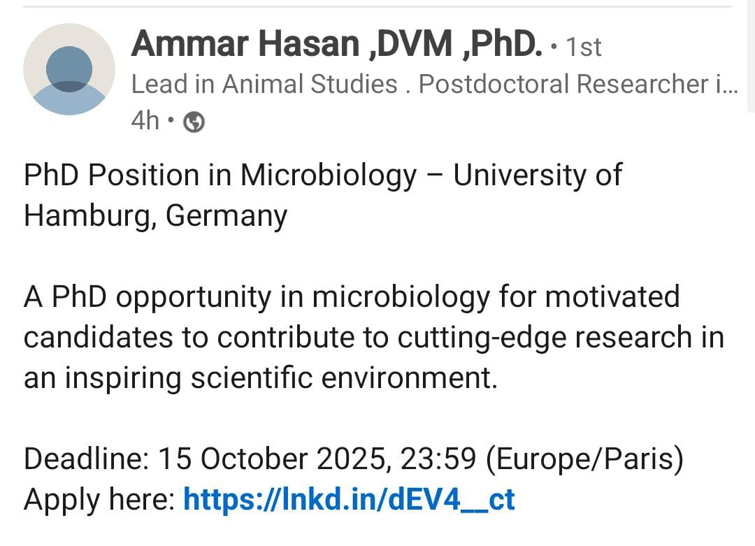 PhD Position in Microbiology – University of Hamburg, Germany