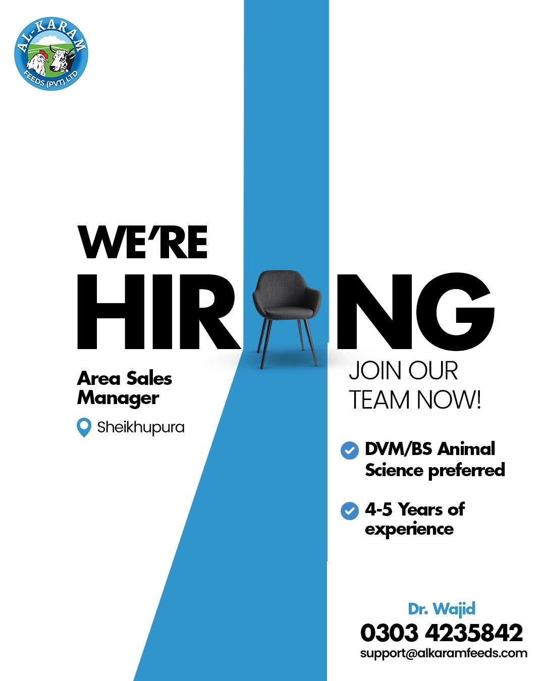 position of Area Sales Manager at Al-Karam Feeds (Pvt) Ltd.