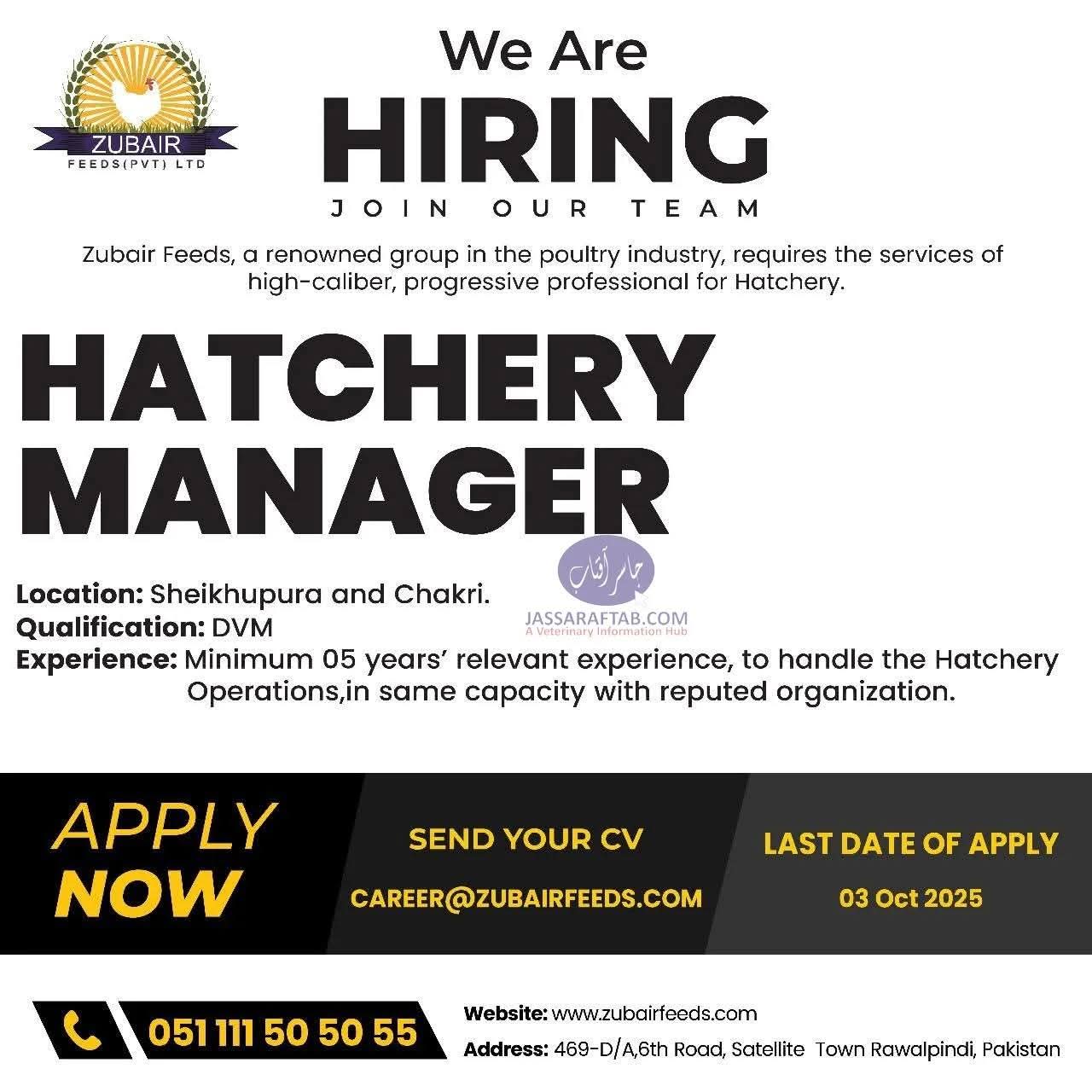 Job Vacancy: Hatchery Manager at ZUBair FEEDS (PVT) LTD