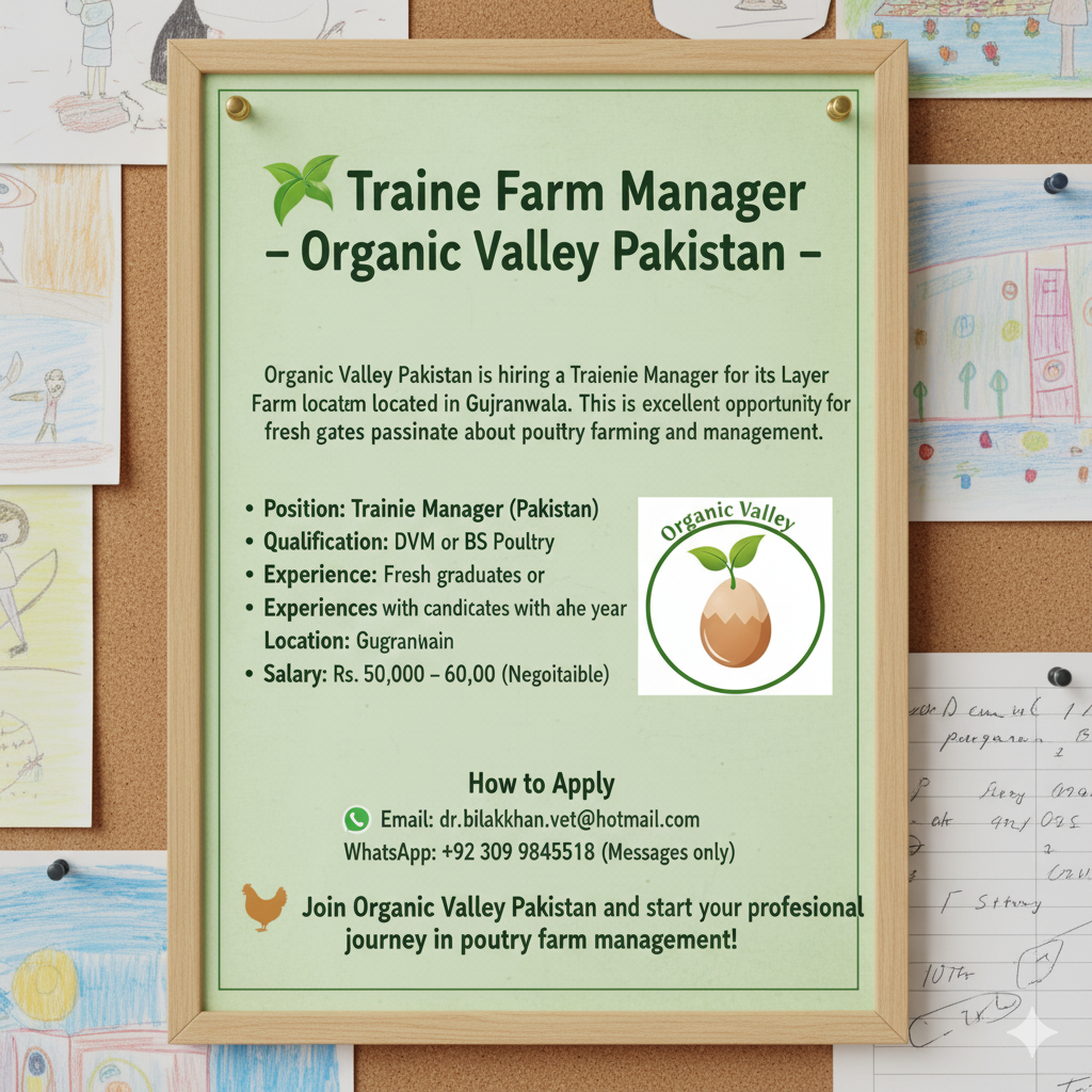 🌿 Trainee Farm Manager (Layer Farm) – Organic Valley Pakistan