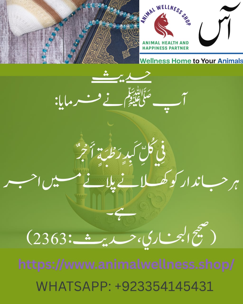 Hadith on the Great Reward (Ajr) for Feeding and Watering Every Living Creature
