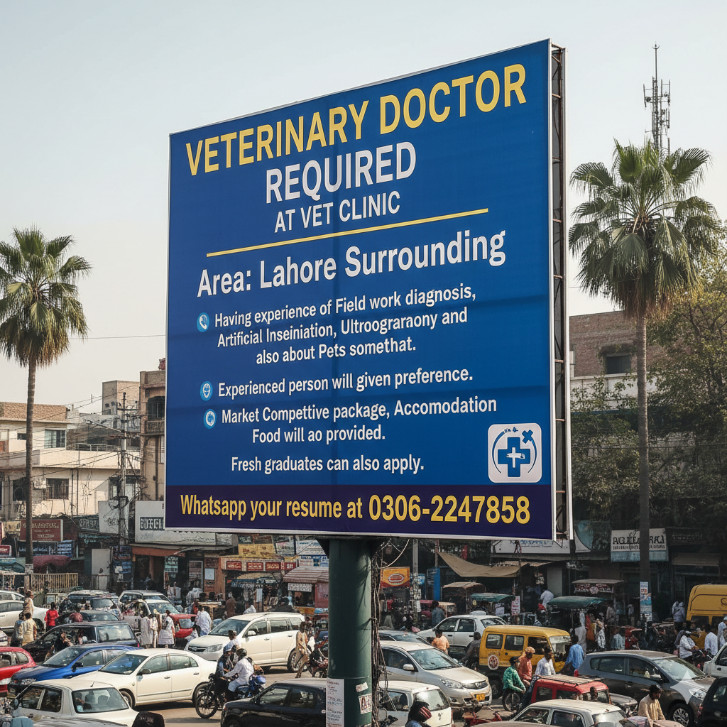 Veterinary Doctor Required – Vet Clinic (Lahore & Surrounding Areas)