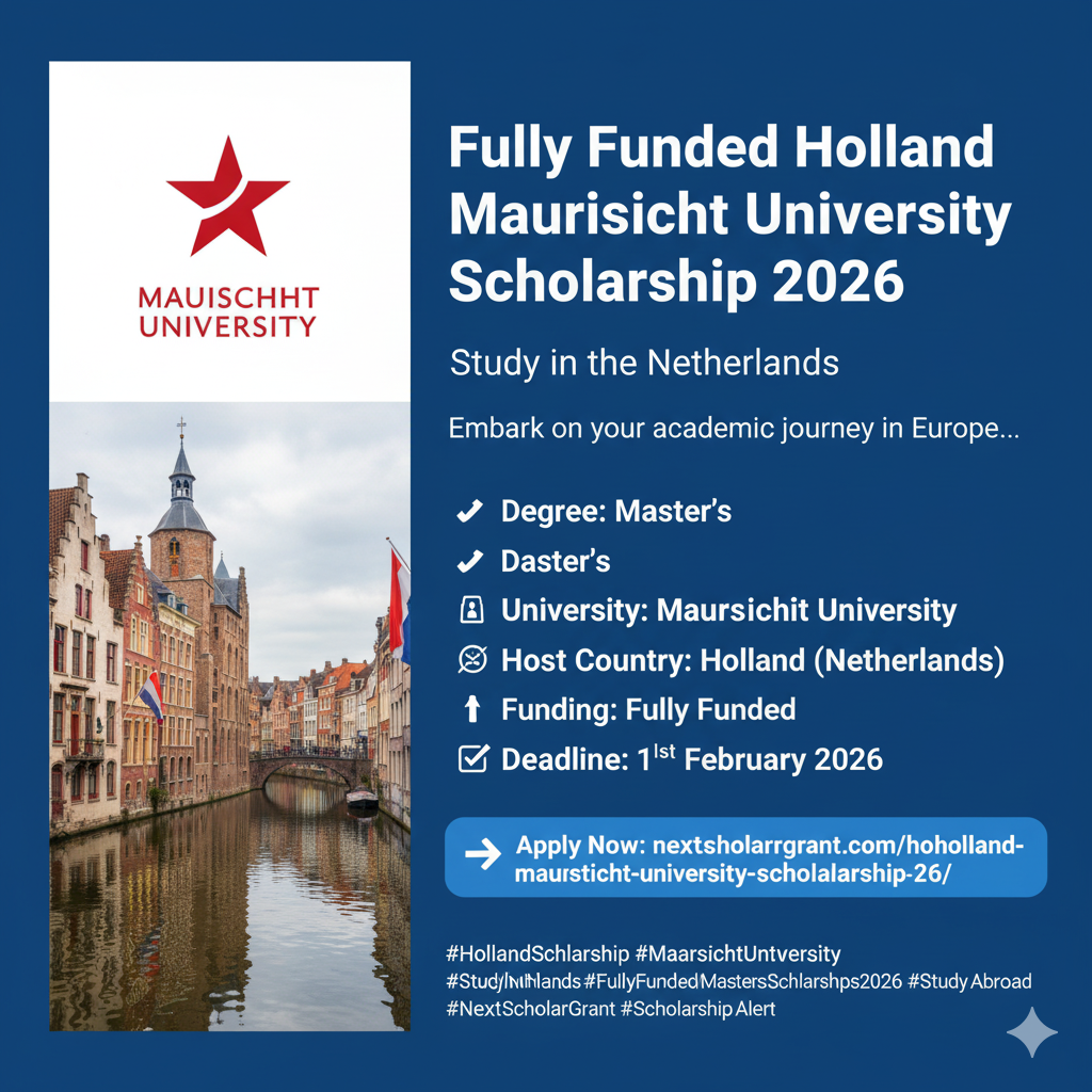 Fully Funded Holland Maastricht University Scholarship 2026 | Study in the Netherlands