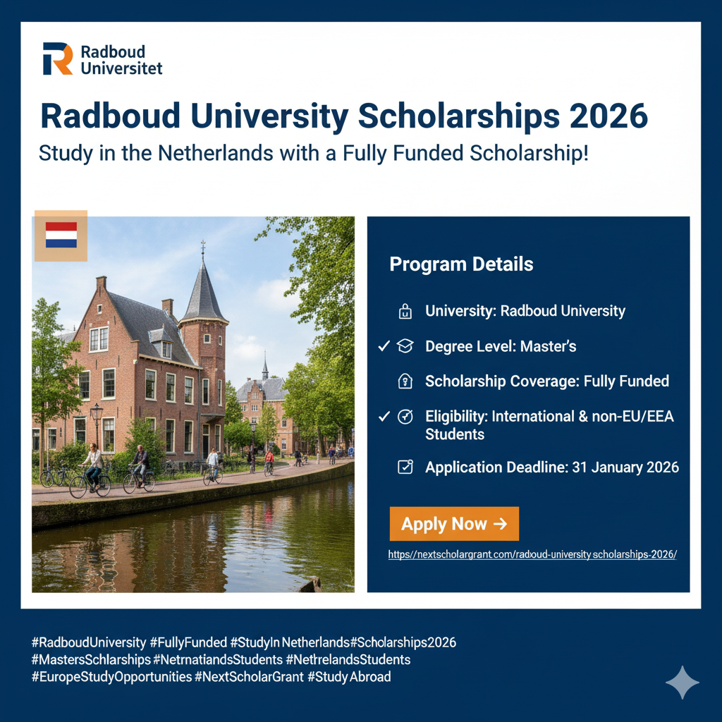 Radboud University Scholarships 2026 in the Netherlands | Fully Funded Master’s Programs