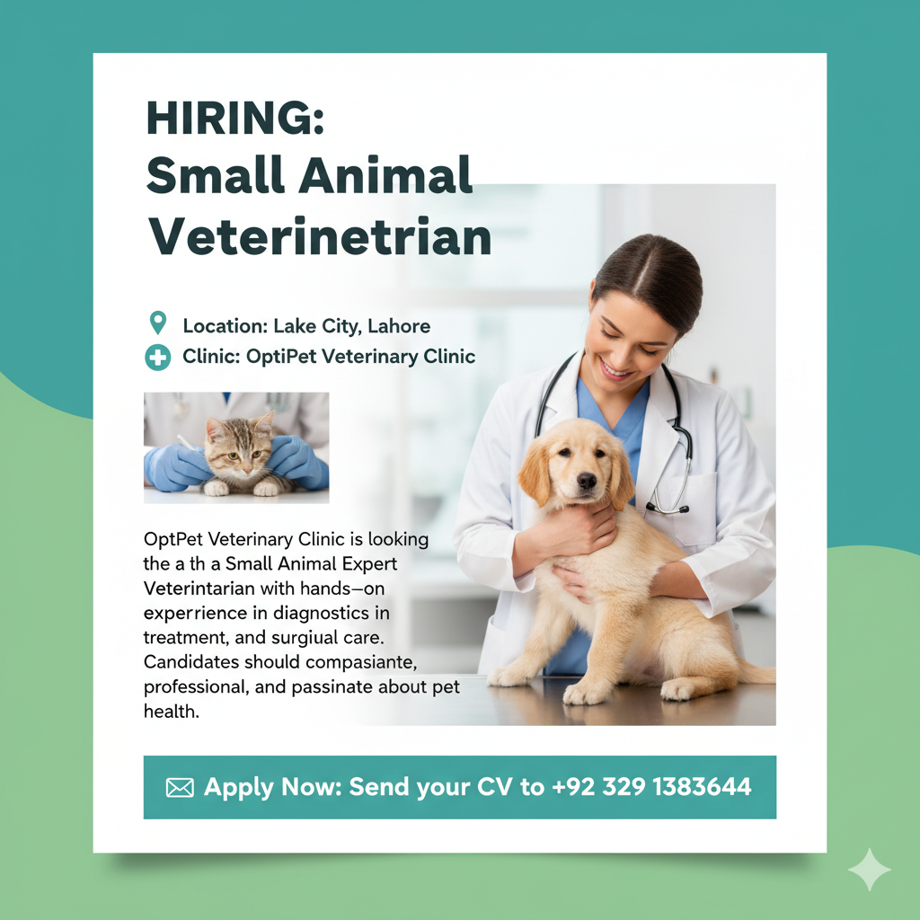 Small Animal Veterinarian ā OptiPet Veterinary Clinic (Lahore)