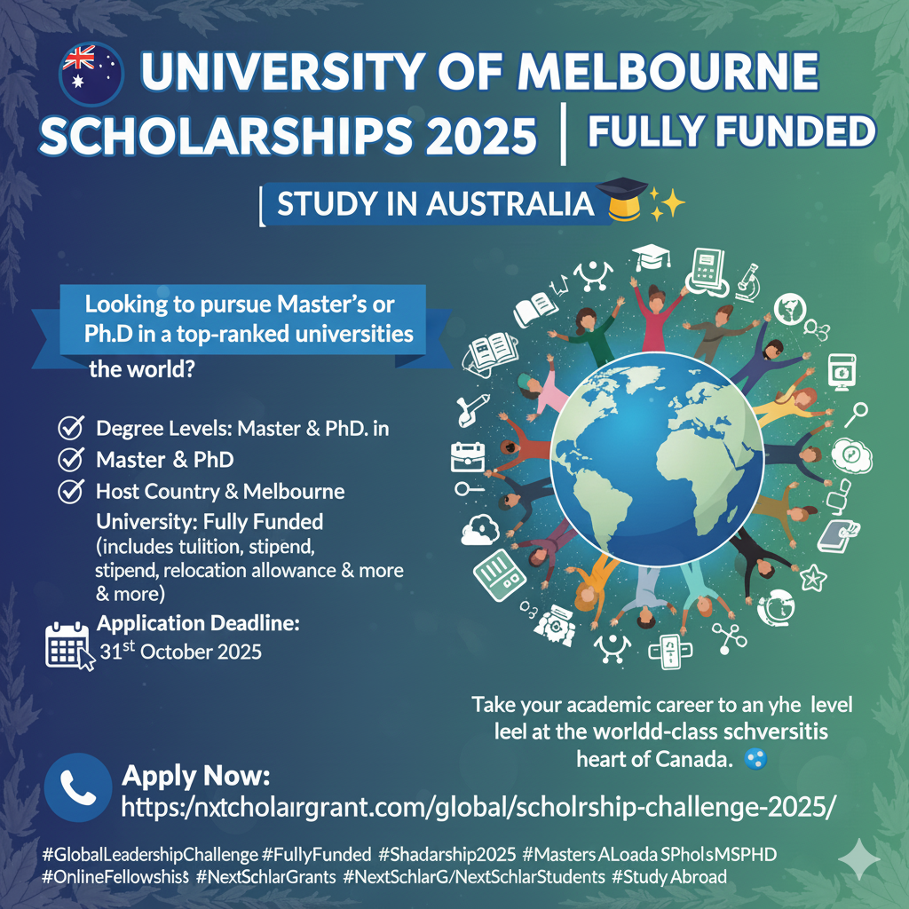 University of Melbourne Scholarships 2025 – Fully Funded Opportunities for International Master’s & Ph.D. Students in Australia