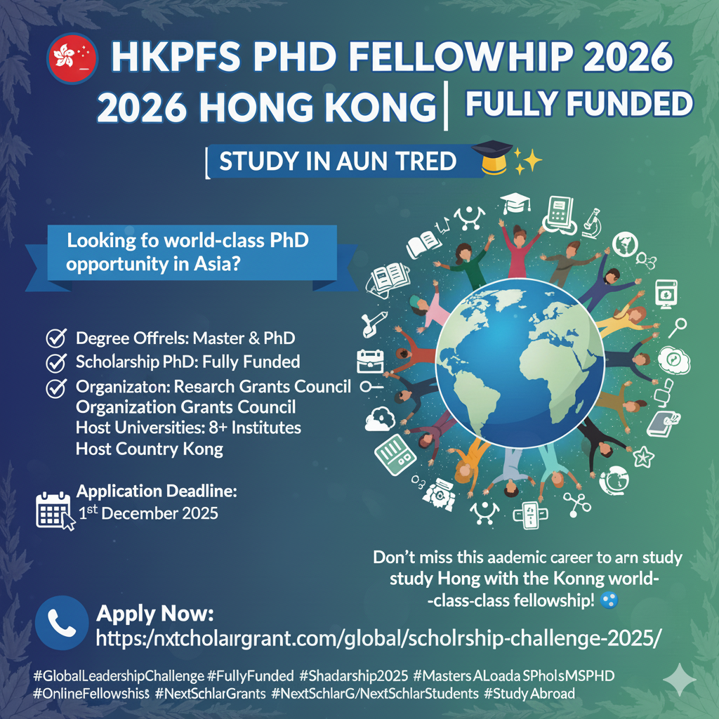 Hong Kong PhD Fellowship Scheme (HKPFS) 2026 – Fully Funded Doctoral Studies for International Scholars