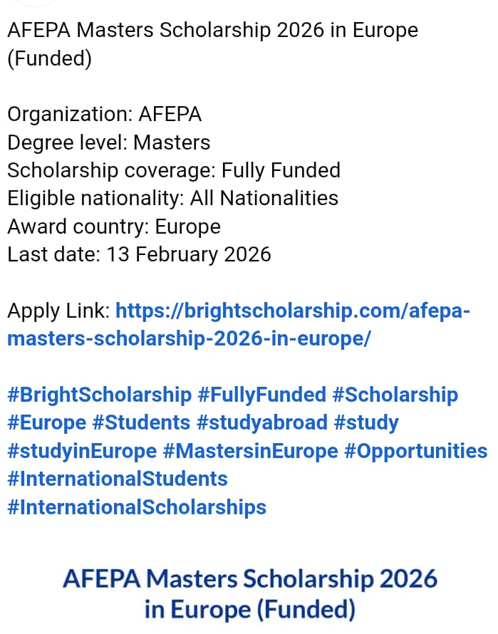 AFEPA Masters Scholarship 2026 in Europe (Funded)