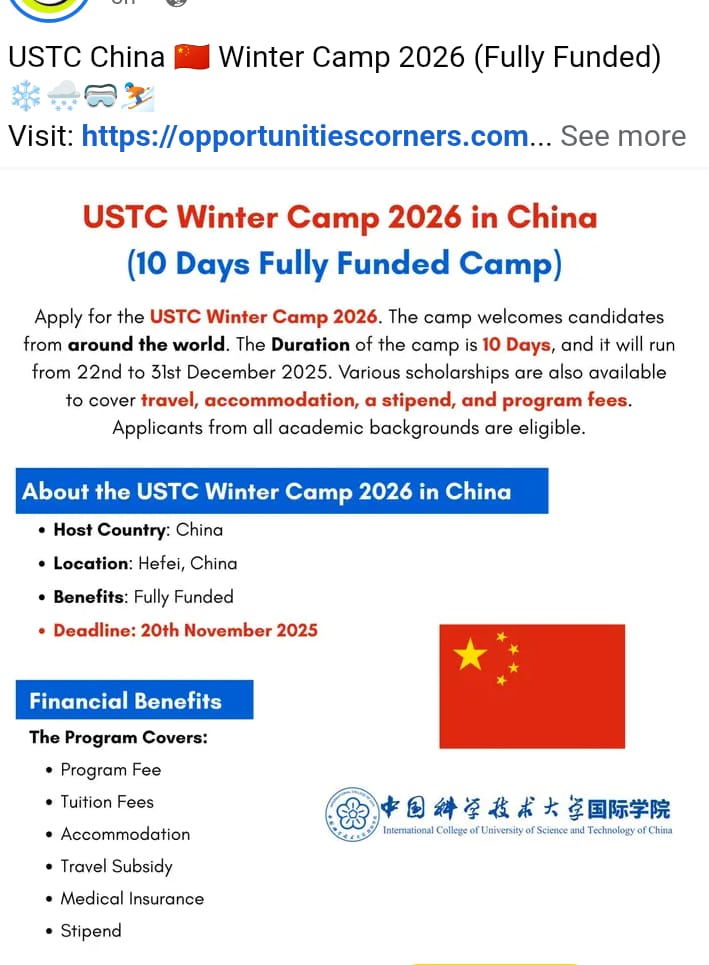 USTC Winter Camp 2026 in China – 10 Days Fully Funded Program