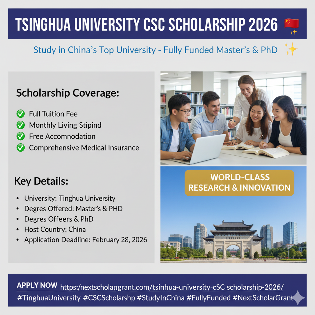 Tsinghua University CSC Scholarship 2026 in China – Fully Funded Master’s & PhD Programs