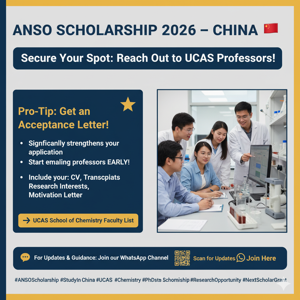 UCAS Professors – School of Chemistry | ANSO Scholarship 2026 (China)