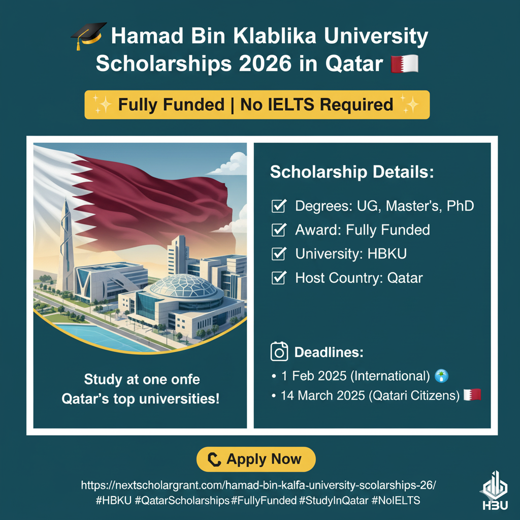 Hamad Bin Khalifa University (HBKU) Scholarships 2026 in Qatar | Fully Funded | No IELTS Required