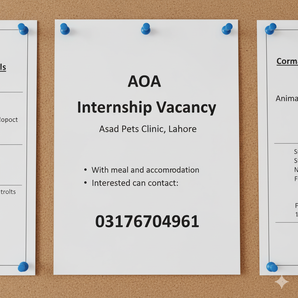 Internship Opportunity at Asad Pets Clinic, Lahore