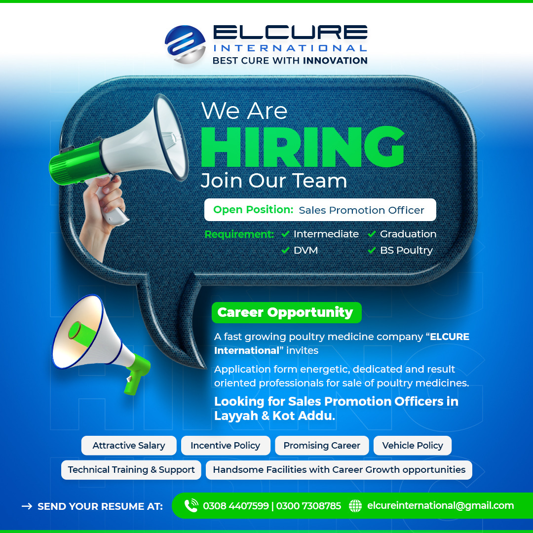Sales Promotion Officer – Elcure International (Layyah & Kot Addu)