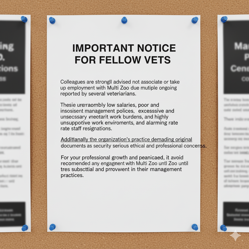 ⚠️ Important Advisory for Veterinary Professionals – Concerning Multi Zoo Employment Practices