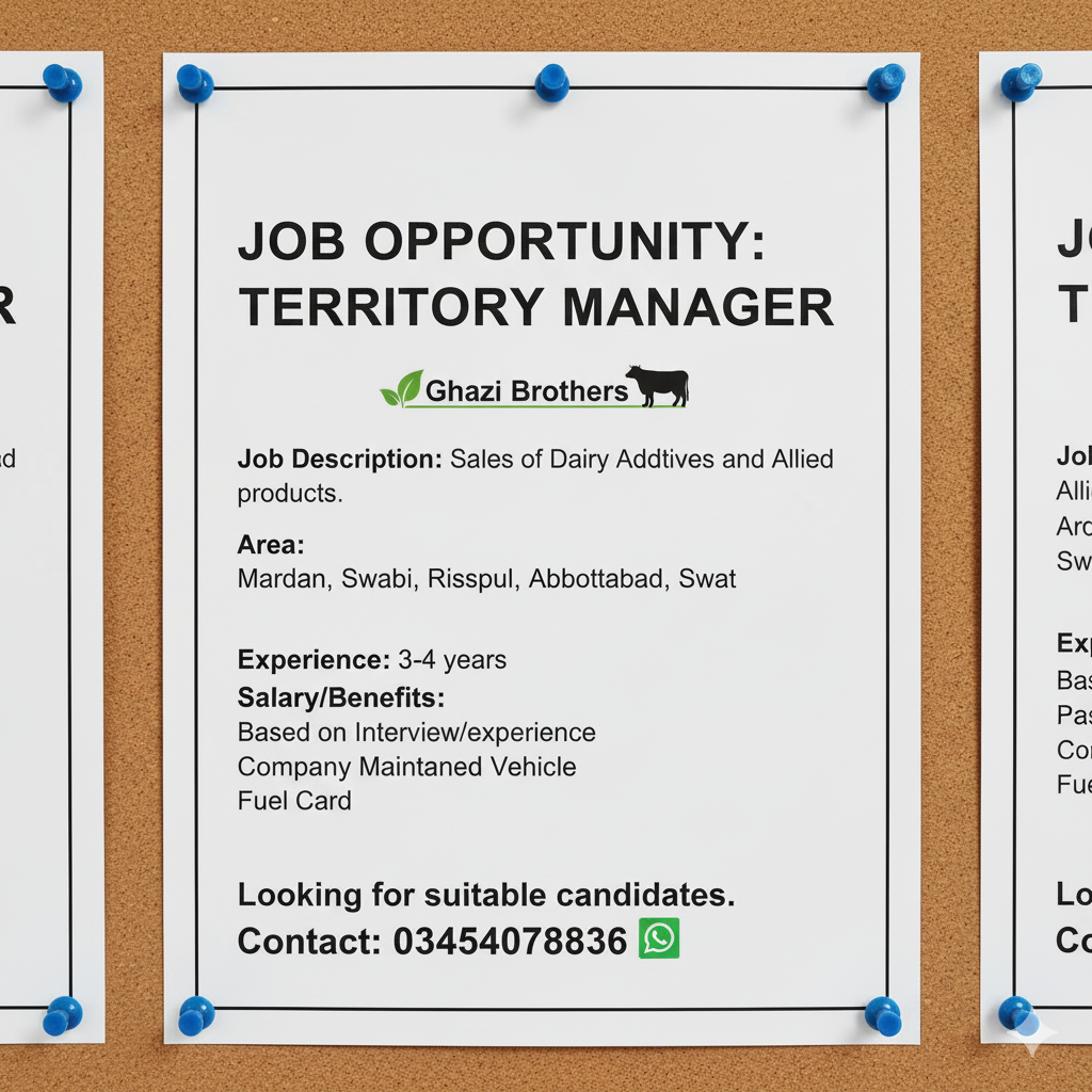 Territory Manager – Sales (KPK Region) at Ghazi Brothers