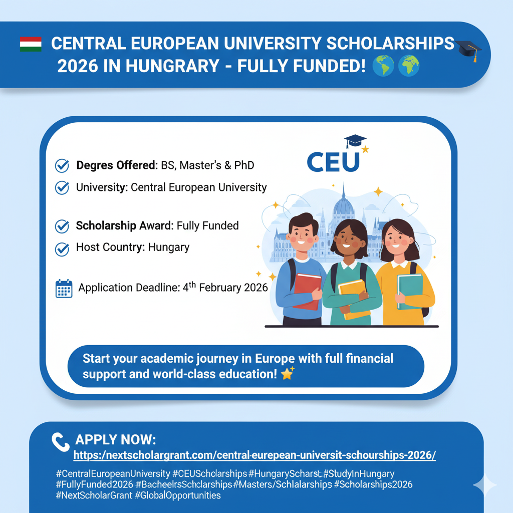 Central European University (CEU) Fully Funded Scholarships 2026 – Hungary