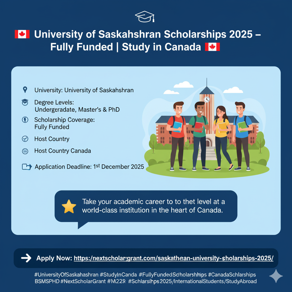 University of Saskatchewan Scholarships 2025 – Fully Funded Opportunities in Canada