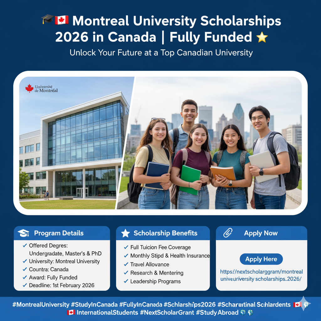 Montreal University Scholarships 2026 in Canada – Fully Funded for International Students
