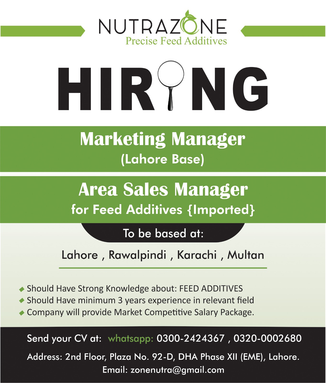 📢 Job Opportunity – NutrAzone (Feed Additives Company)