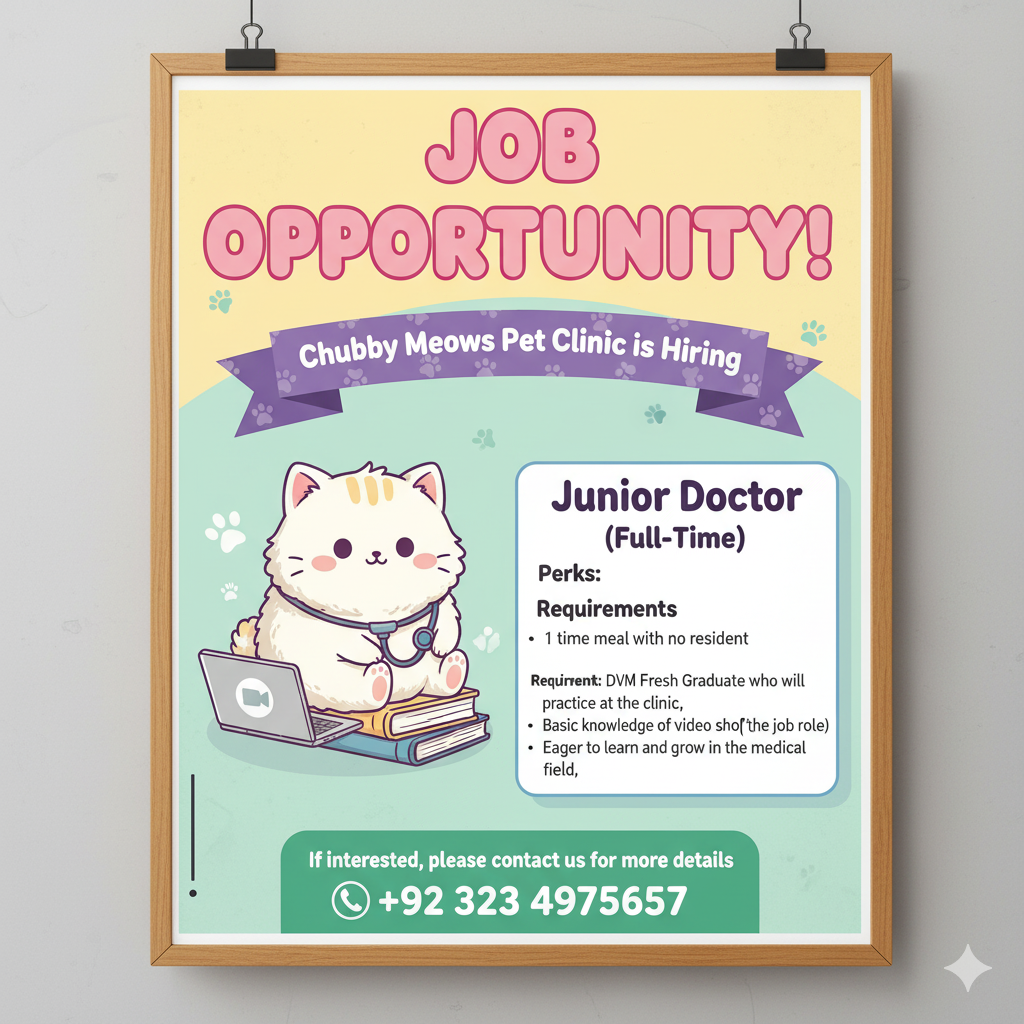 📢 Job Opportunity – Chubby Meows Pet Clinic