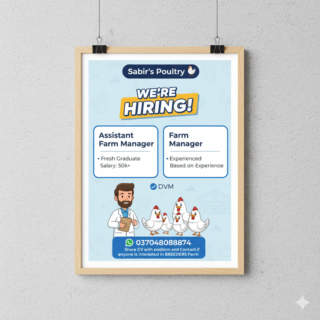 📢 Sabir’s Poultry – Job Vacancies (Breeder Farm)