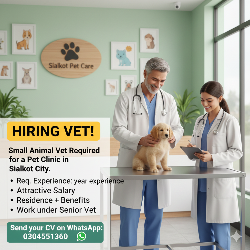 Small Animal Veterinary Doctor – Pet Clinic (Sialkot City)