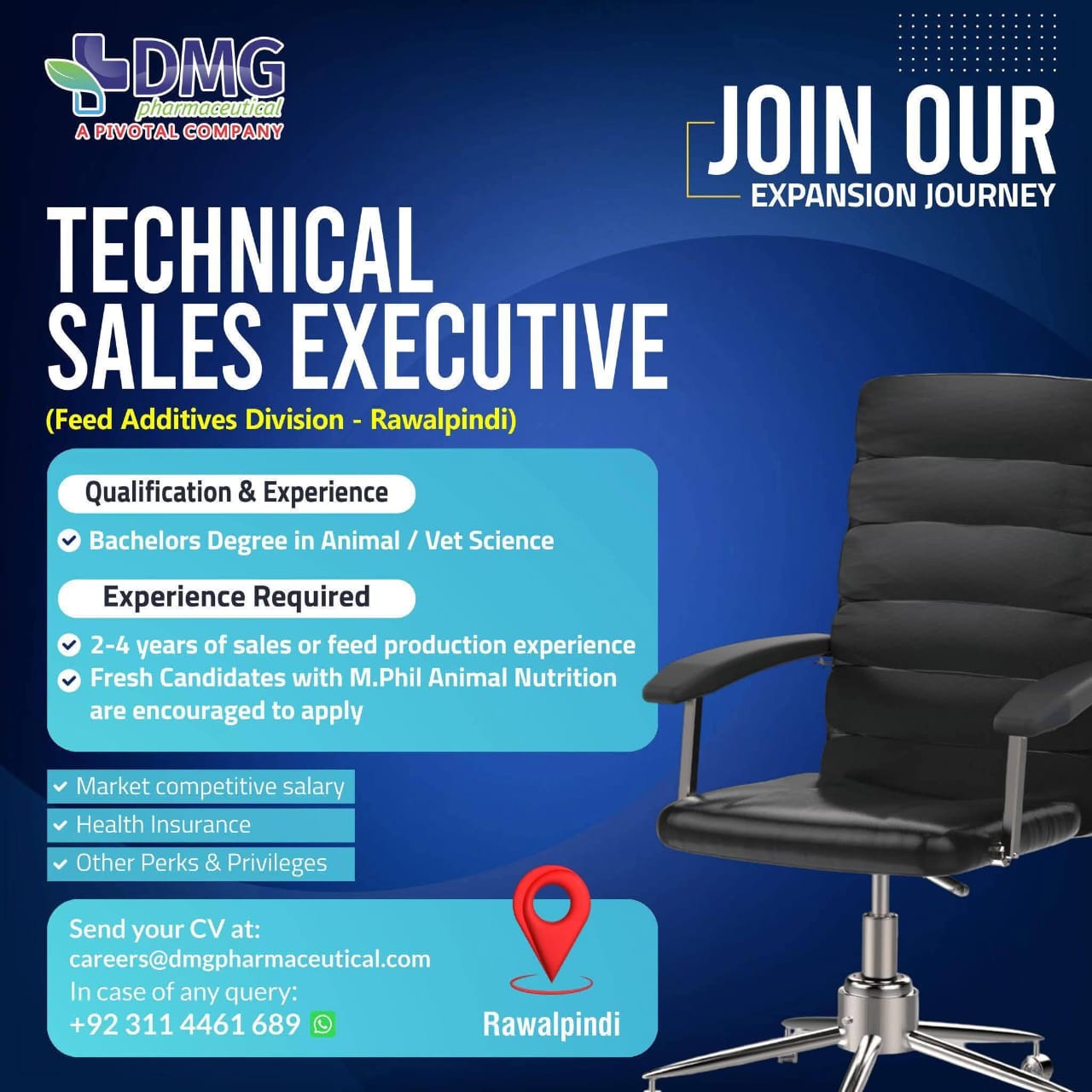 Technical Sales Executive – Feed Additives Division (Rawalpindi) | DMG Pharmaceutical