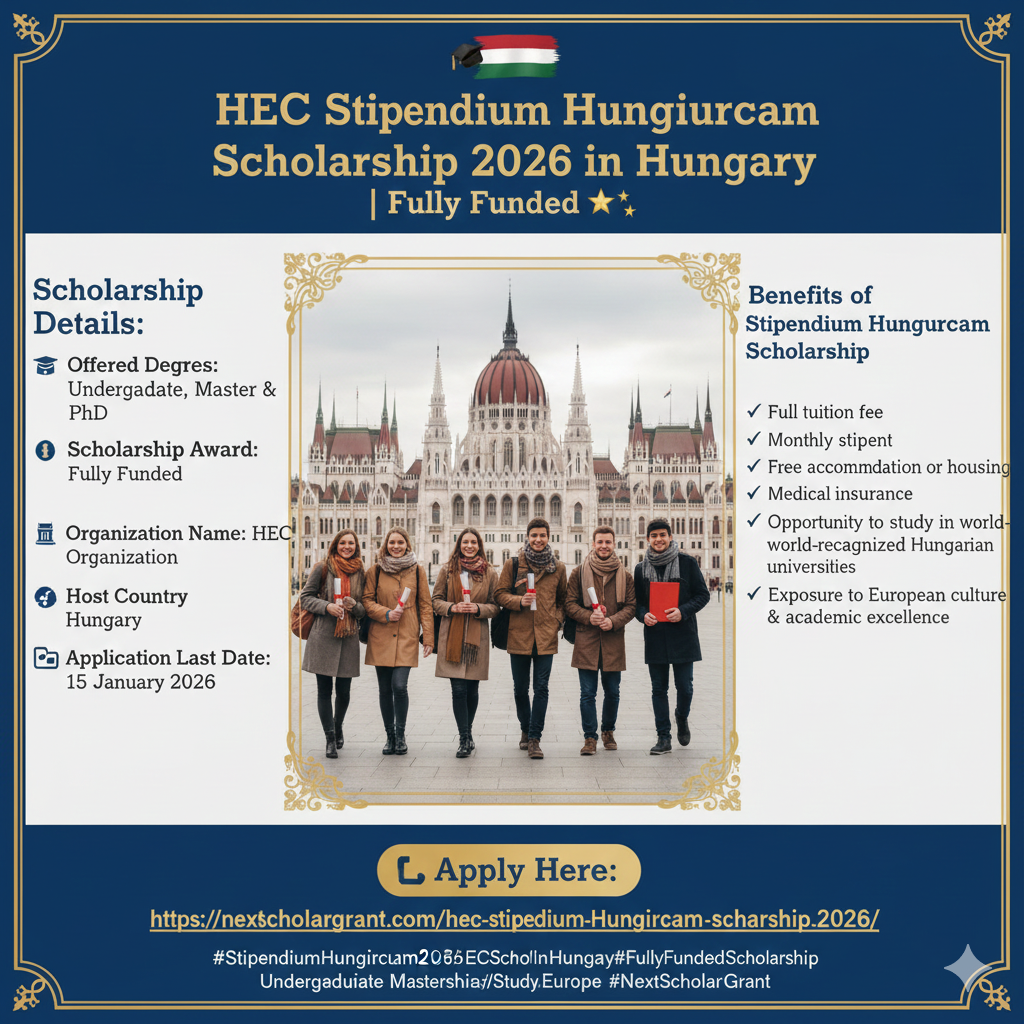 HEC Stipendium Hungaricum Scholarship 2026 in Hungary – Fully Funded