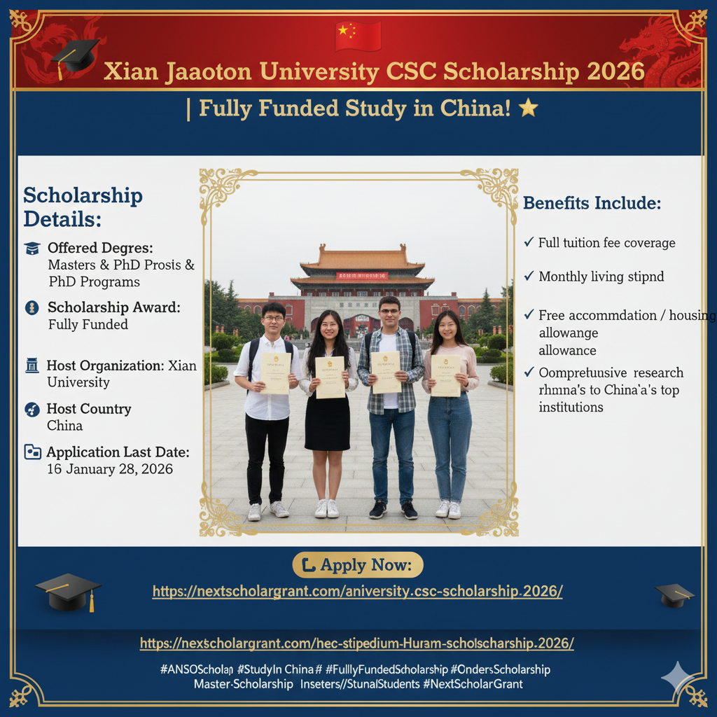 Xi’an Jiaotong University CSC Scholarship 2026 – Fully Funded Study in China