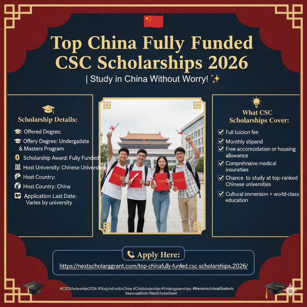 Top China Fully Funded CSC Scholarships 2026 – Study in China Without Worry
