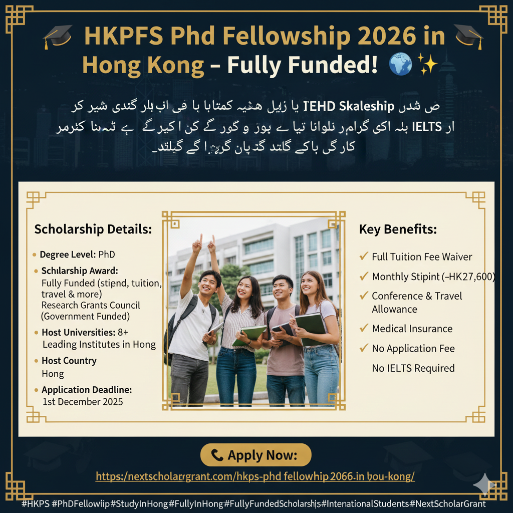 HKPFS PhD Fellowship 2026 in Hong Kong – Fully Funded Opportunity