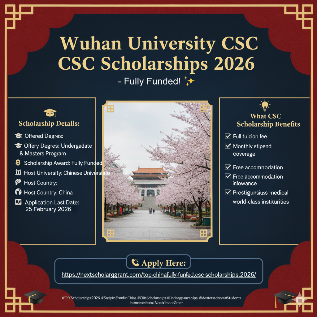 Wuhan University CSC Scholarships 2026 – Fully Funded Study in China