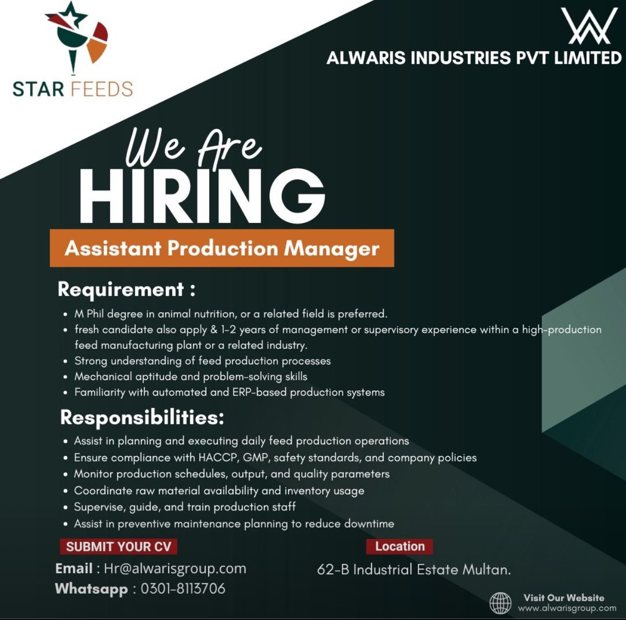 We Are HIRING Assistant Production Manager