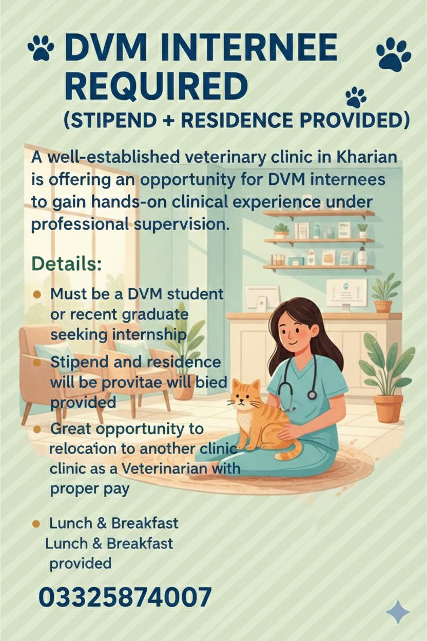 DVM INTERNEE REQUIRED  