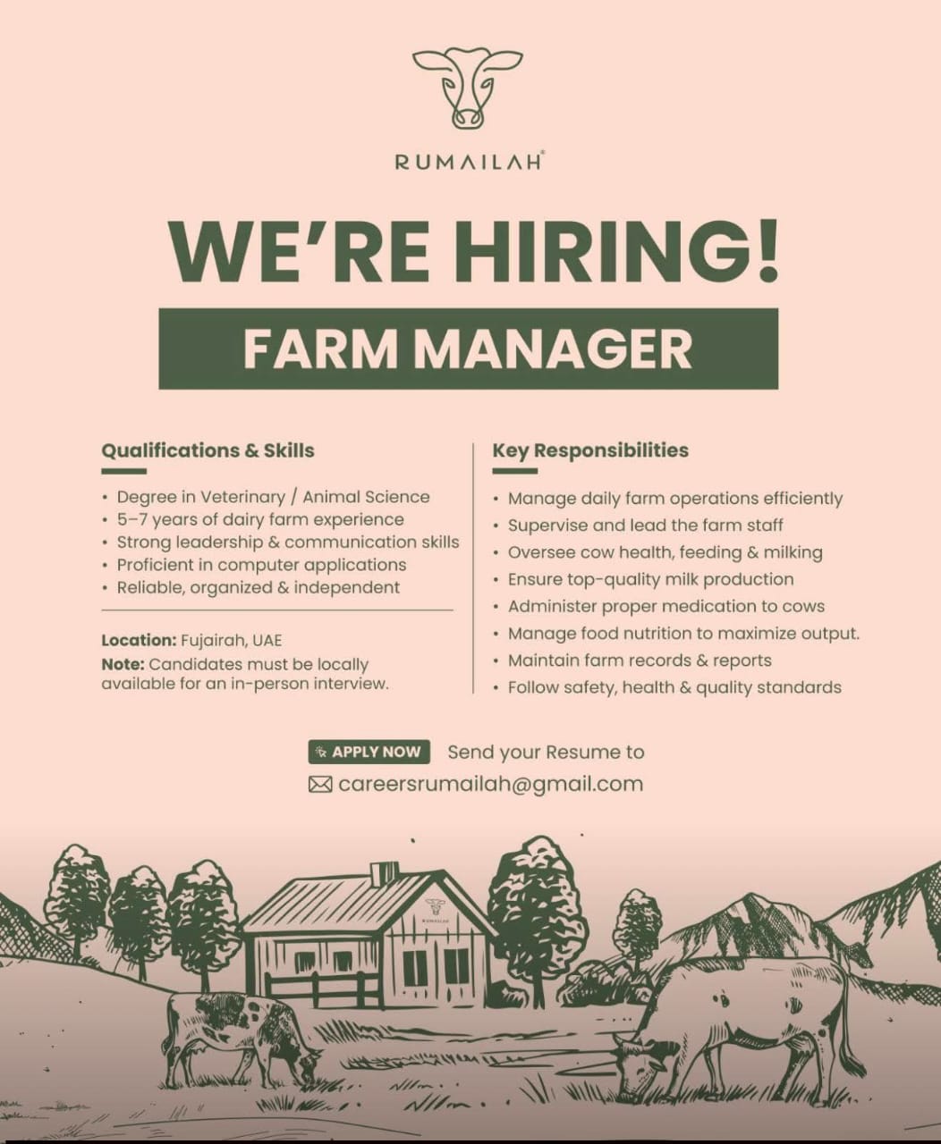 R U M A I L A H  WE’RE HIRING!  FARM MANAGER