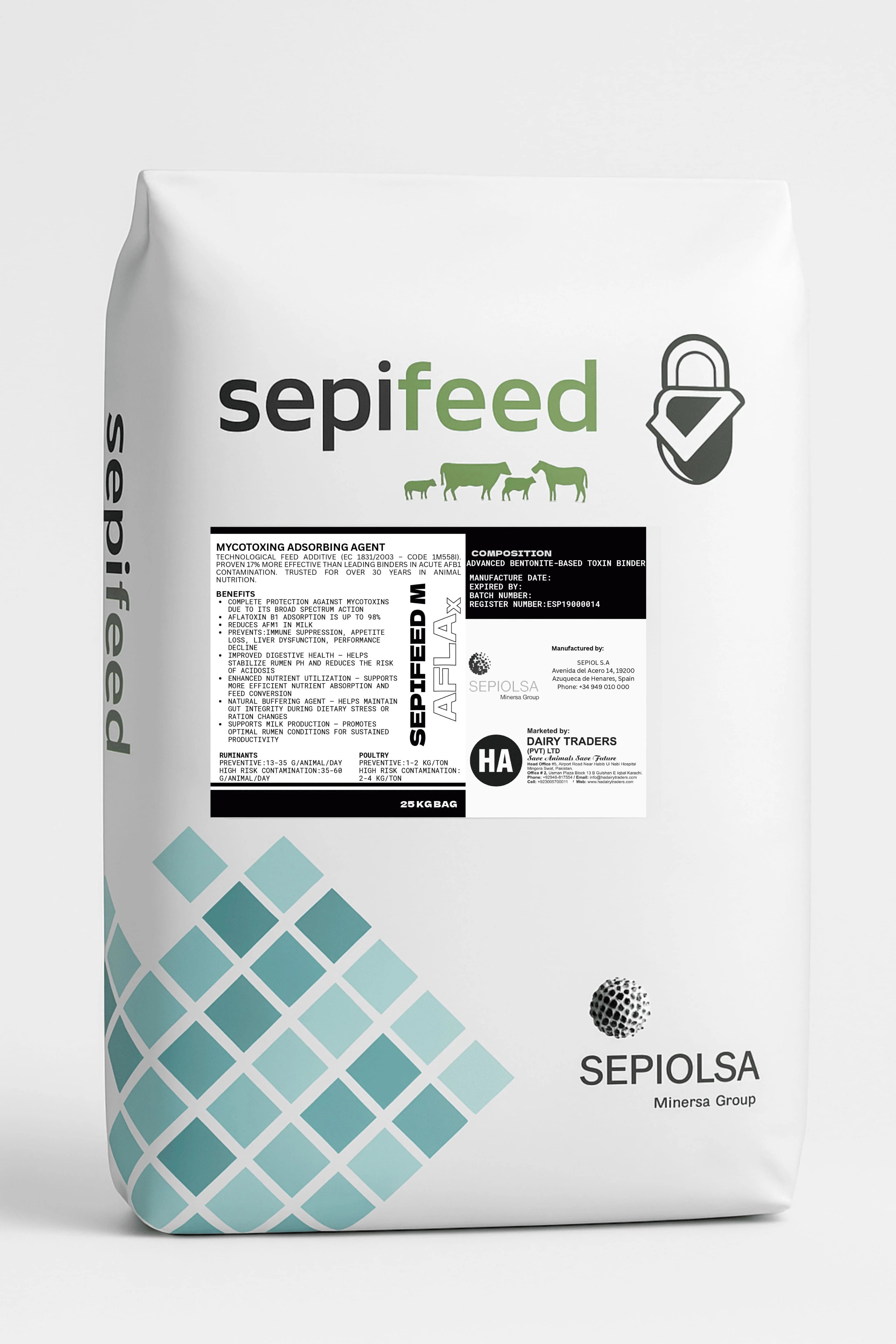 Speifeed M Aflax	(100% Bentonite Based Toxin Binder)