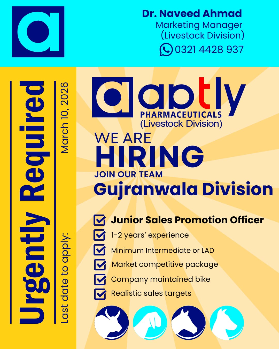 Aptly Pharmaceuticals - Junior Sales Promotion Officer