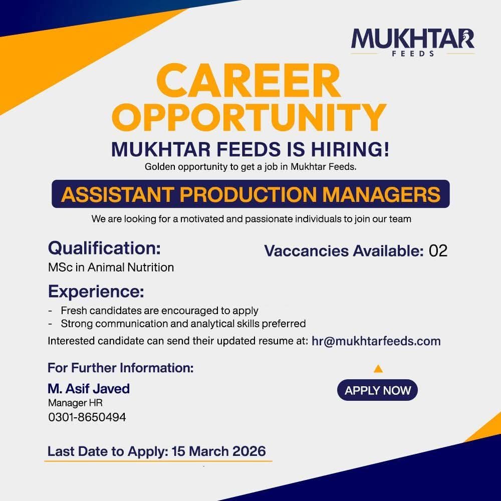 MUKHTAR FEEDS CAREER OPPORTUNITY