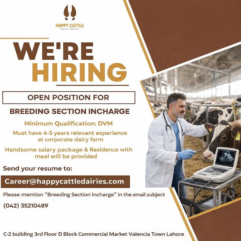 Happy Cattle Position: Breeding Section Incharge