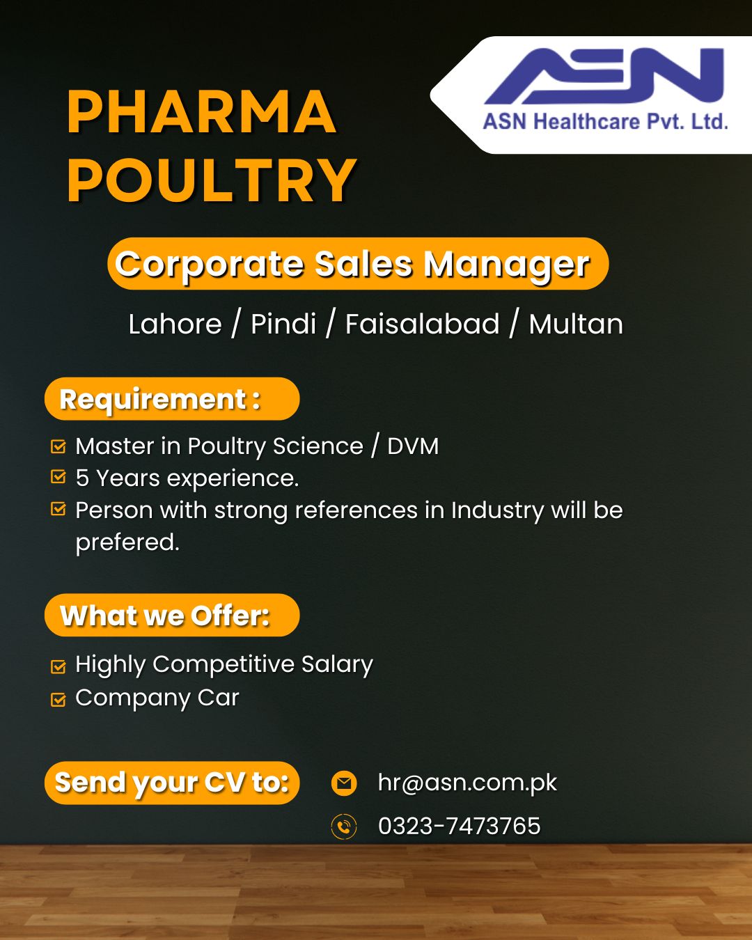 Pharma Poultry Position: Corporate Sales Manager