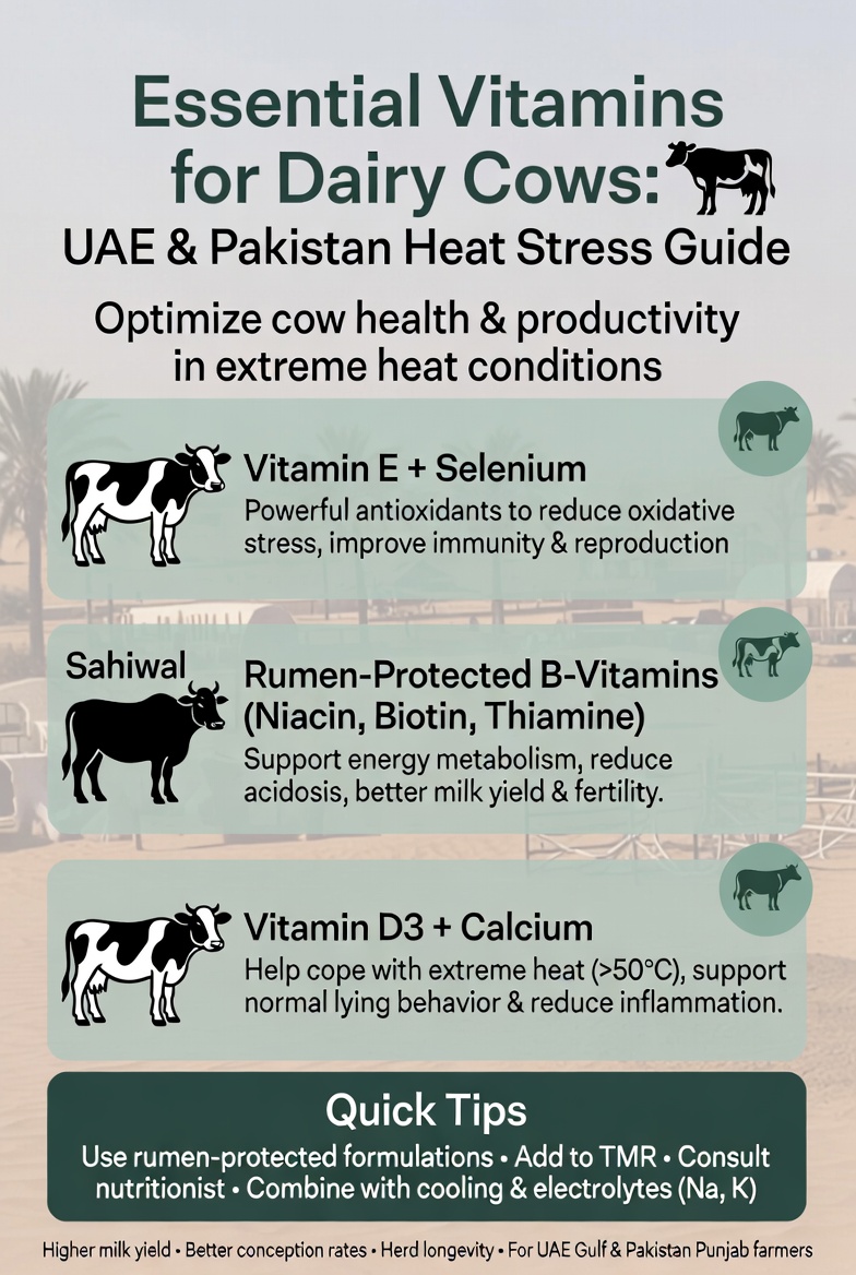 Essential Vitamins for Dairy Cows in the UAE: A Complete Guide to Optimal Herd Health and Productivity