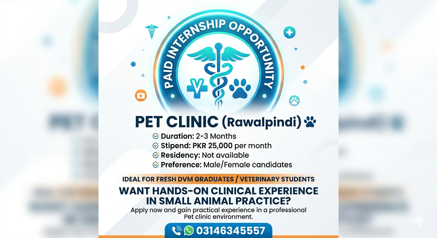 PAID INTERNSHIP OPPORTUNITY ā PET CLINIC (Rawalpindi) š¾