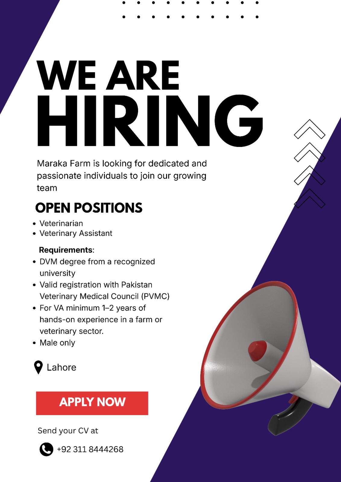 Open Positions: Veterinarian, Veterinary Assistant